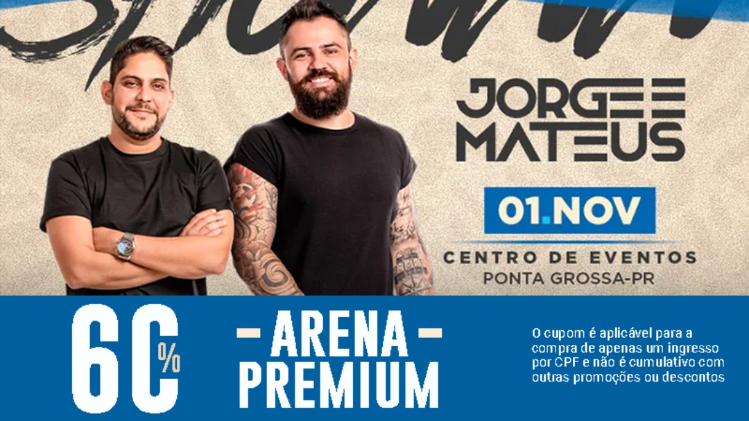 Desconto de 60% em Ingressos Arena Premium para o Show de Jorge e ...