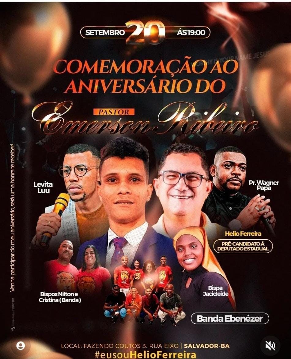 Comemoração ao Aniversário do Pastor Emerson Ribeiro acontece dia 20/9O ...