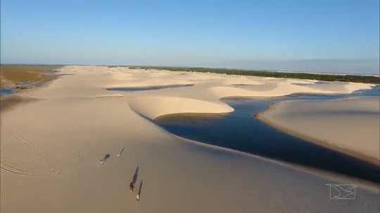 Repórter Mirante mostra o percurso do Rio Negro por entre os Lençóis Maranhenses - Foto: (Reprodução/TV Mirante)