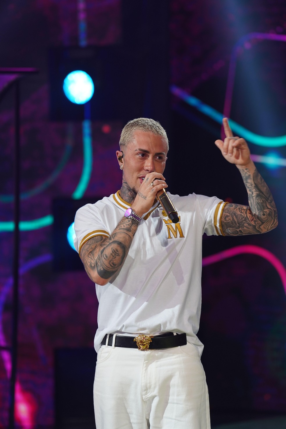 MC Daniel canta no Caldeirão com Mion — Foto: Globo/Trouva