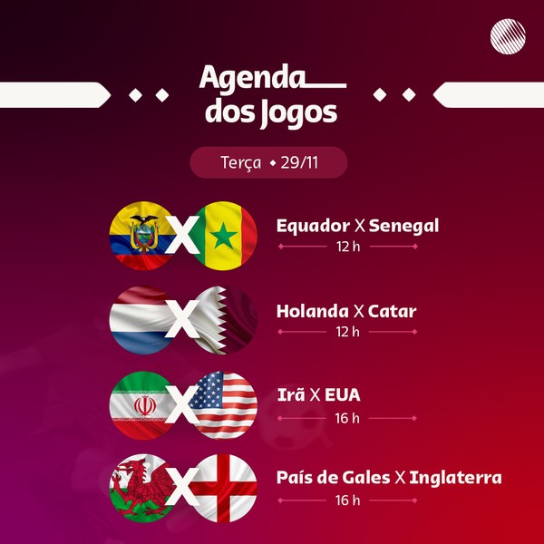 JOGOS DE AMANHÃ (29) NA COPA DO MUNDO: veja os jogos da Copa do Mundo nesta  TERÇA-FEIRA 29/11 na Globo e no SporTV